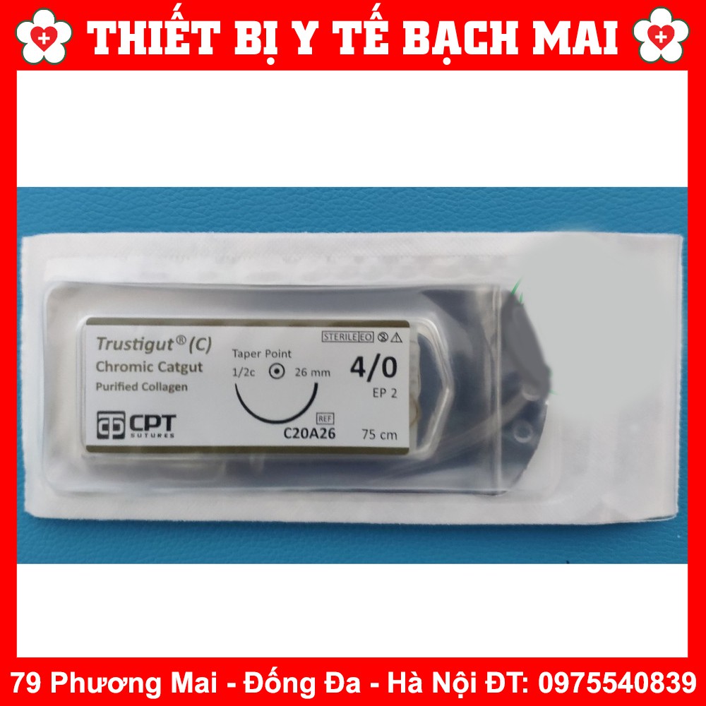 Chỉ Tự Tiêu CPT Trustigut Chromic Catgut 3/0, 4/0 Dùng Phẫu Thuật, Cấy Chỉ [Tiêu Sau 2 đến 3 Tuần]