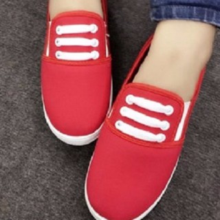 GIÀY SLIP ON ÊM CHÂN BA GẠCH (đỏ)