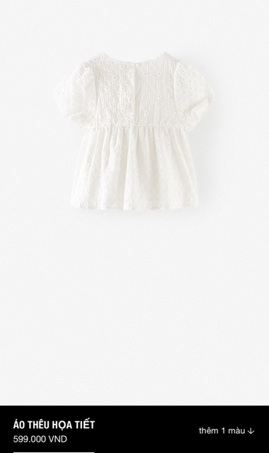 Áo sơ mi ren Zara xuất dư size 3/6m-4/5y