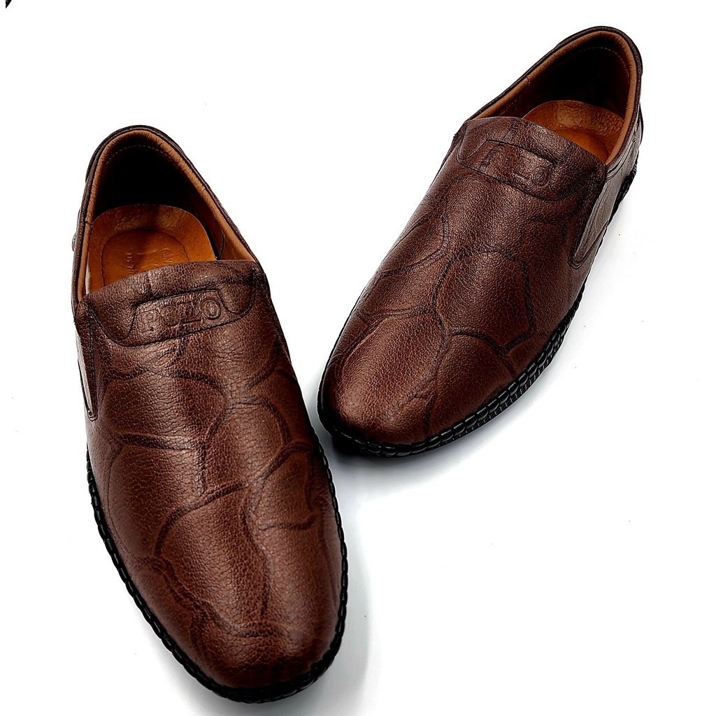 Giày Lười Nam Da Bò Thiết Kế độc đáo Trẻ Trung May Quai Chắc Chắn GRR