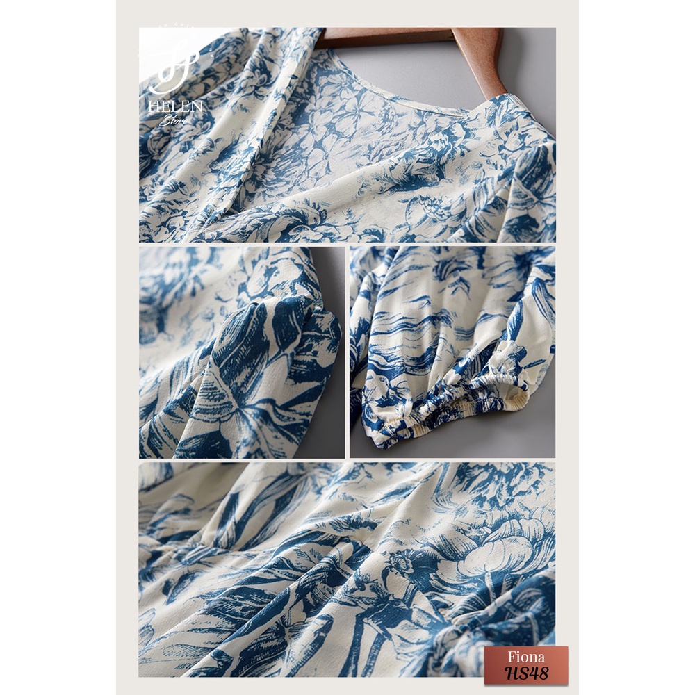 Đầm dáng xòe họa tiết gốm sứ sang trọng - Fiona Dress - Helen Boutique