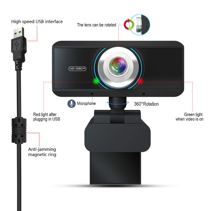 Webcam máy tính 1080P 5MP 1920 *1080 có micro chất lượng cao
 | BigBuy360 - bigbuy360.vn