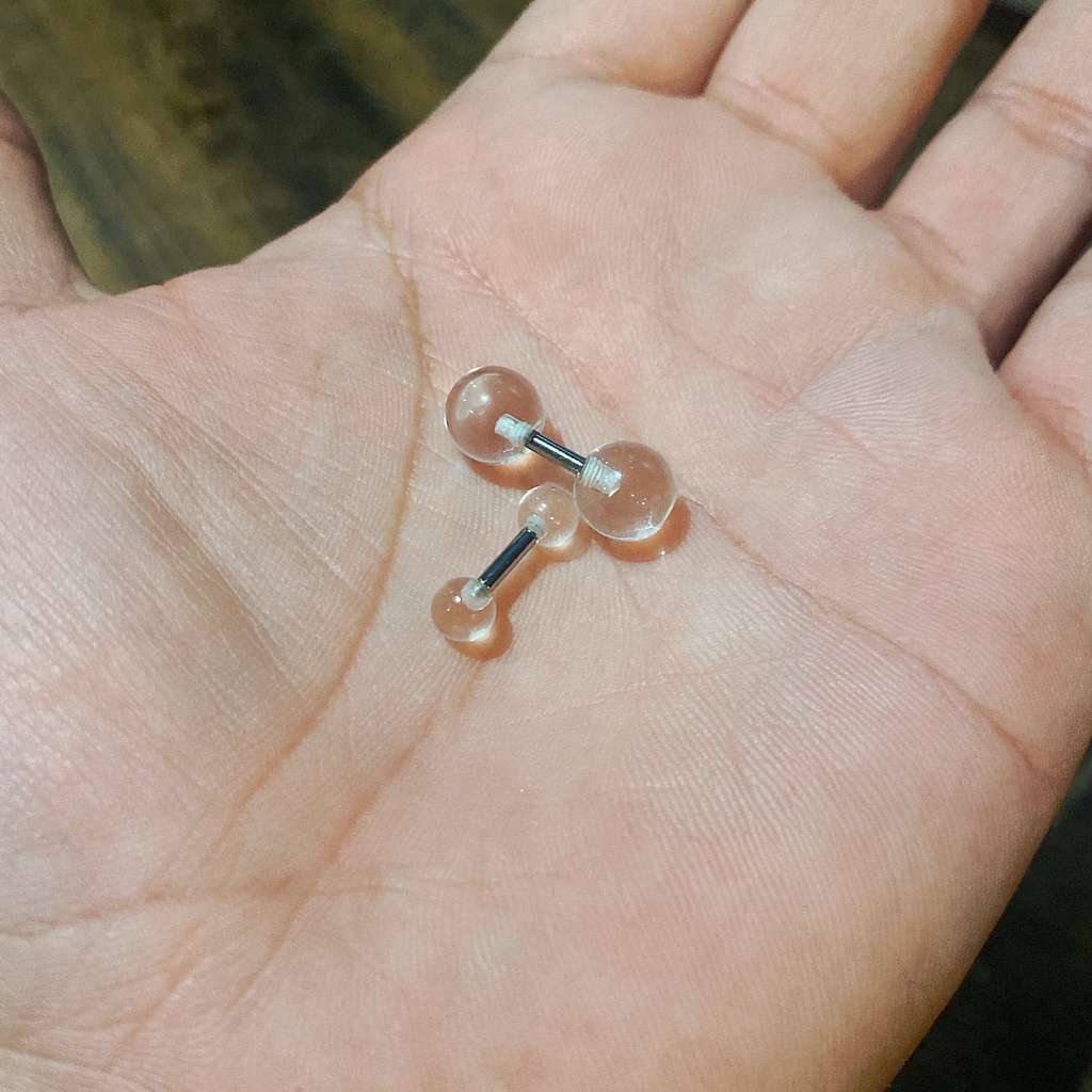 Khuyên Tạ Nhựa Tròn Thân CONG INOX nhiều size