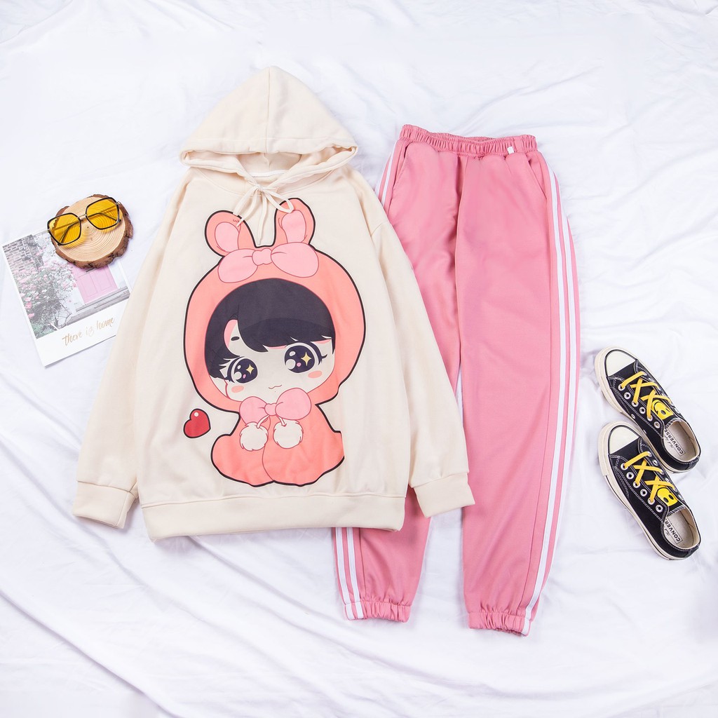 Áo Hoodie ❤️ Áo khoác nỉ Cotton 2 lớp trần bông form Unisex nam nữ - Chibi Yêu AK02