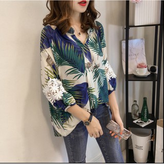A5   (BIG SIZE)  Áo sơ mi công sở cho BÀ BẦU tay thêu hoa đaoó ren trang nhã