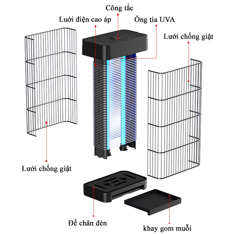 Đèn Bắt Muỗi Và Diệt Côn Trùng KUNBE Công Suất Lớn 16W, Sử Dụng Công Nghệ Ánh Sáng Sinh Học