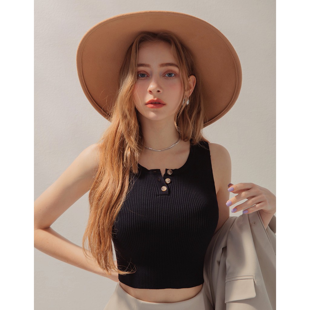 Áo không tay dáng ngắn cổ cài nút nữ Air Space 2110121005 | BigBuy360 - bigbuy360.vn