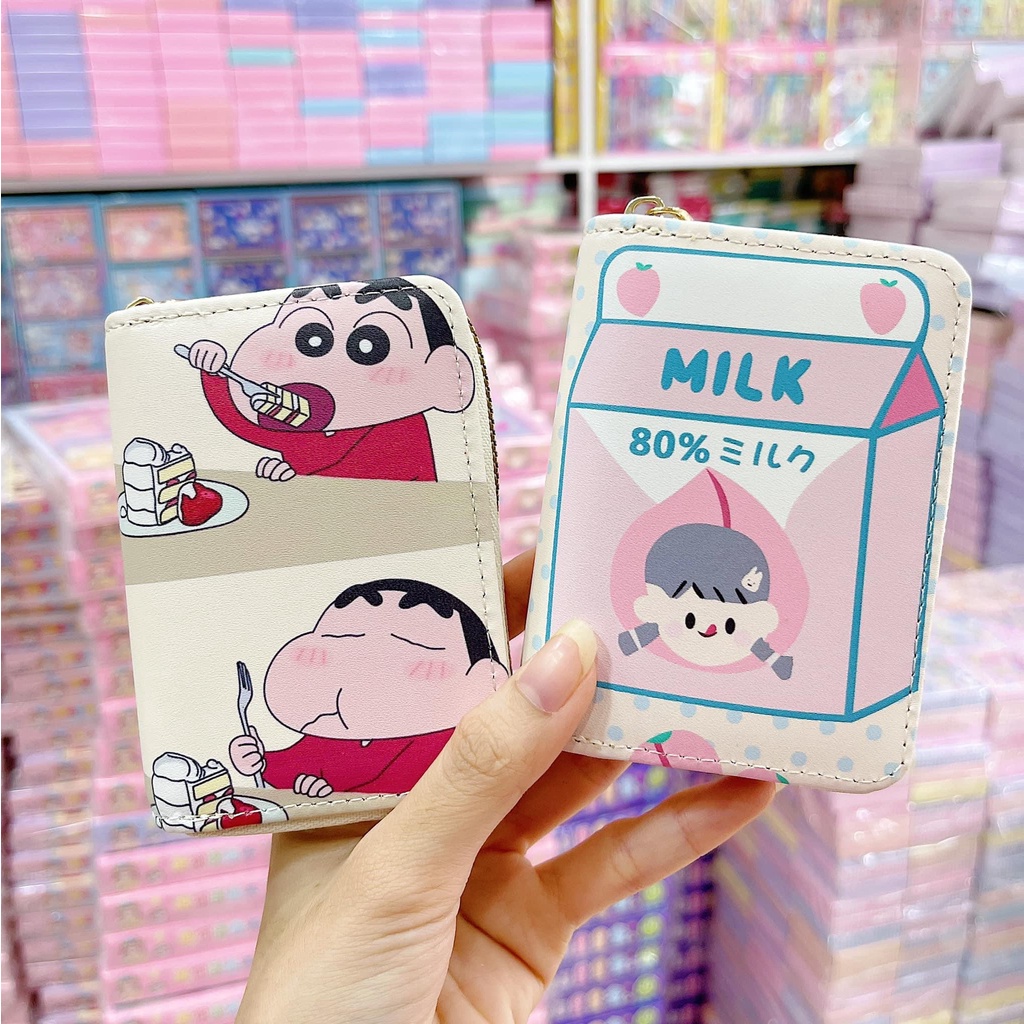 Ví Ngắn Nữ Cầm Tay Mini Khóa Kéo Hoạt Hình Dễ Thương 12x10x2cm - Giao hình ngẫu nhiên