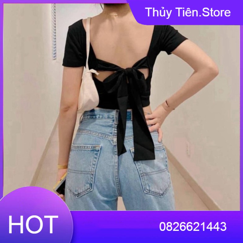 ÁO CROPTOP BODY BUỘC NƠ LƯNG SEXY ĐEN TRẮNG - ÁO CRT NỮ HỞ LƯNG CỘT NƠ PHÍA SAU