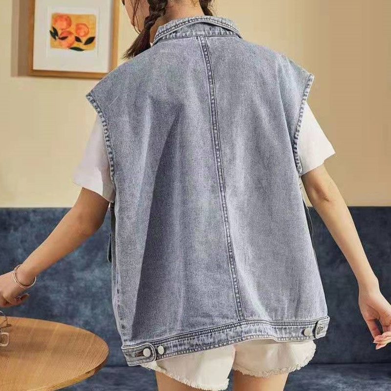 Áo Khoác Denim Không Tay Cá Tính 1255874 Áo Khoác Cardigan Không Tay Dáng Rộng Phong Cách Hàn Quốc Trẻ Trung | BigBuy360 - bigbuy360.vn