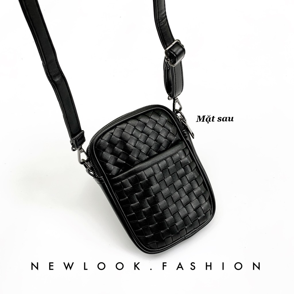 ★ TÚI ĐEO CHÉO NAM NỮ DA PU ĐAN THỦ CÔNG ( 2 ngăn chính + 1 ngăn phụ sau túi ) | BigBuy360 - bigbuy360.vn