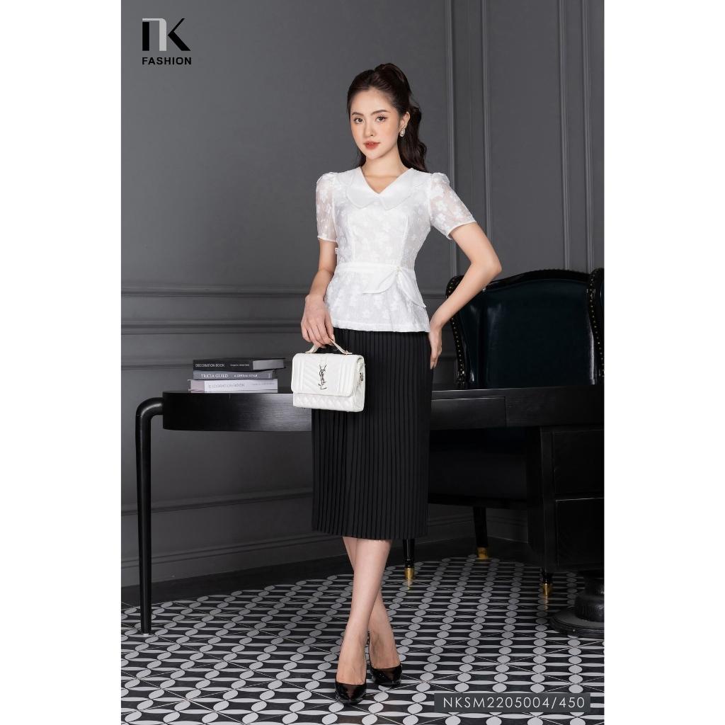 Áo Sơ Mi Nữ Dáng Peplum Công Sở NK Fashion Thiết Kế Cổ Kiểu Thanh Lịch, Chất Voan Dập Nổi Mềm Mịn NKSM2205004