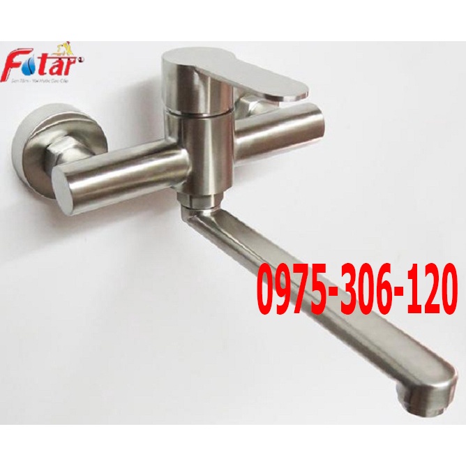 Vòi Rửa Chén Nóng Lạnh Âm Tường N4009 xoay được 2 hộc chậu vòi inox 304 chuẩn không han gỉ đảm bảo tốt