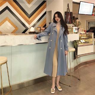 Áo khoác dài tay cột dây nhấn eo phối hai hàng nút thanh lịch