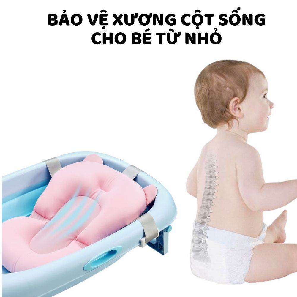 Lưới tắm cho bé phao nằm tắm cho trẻ sơ sinh xốp lưới vải chống trơn trượt đặt vào chậu tắm đỡ lưng đầu an toàn
