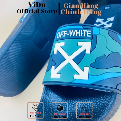 Dép nam thời trang OFF-WHITE ViDu 8798 hai màu đế cao su êm ai, họa tiết nổi bật