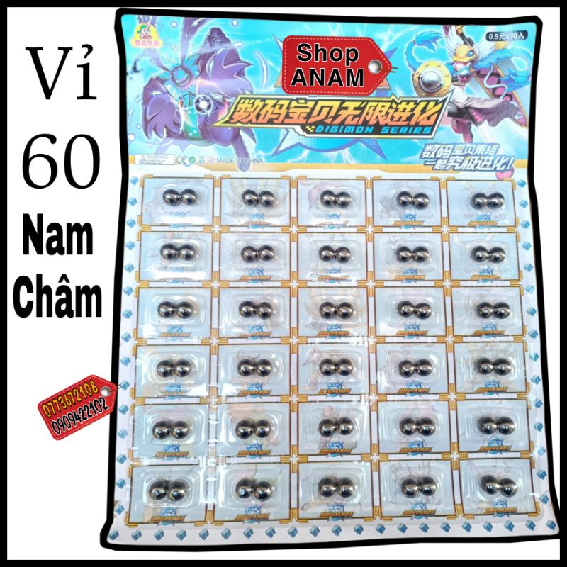 Vỉ Nam Châm 60 viên , magnet 60 pcs