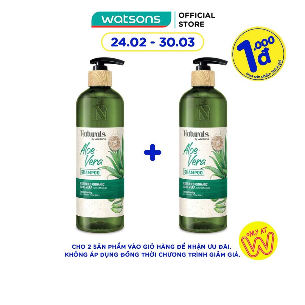 Dầu Gội Naturals By Watsons True Natural Aloe Vera Chiết Xuất Lô Hội 490ml