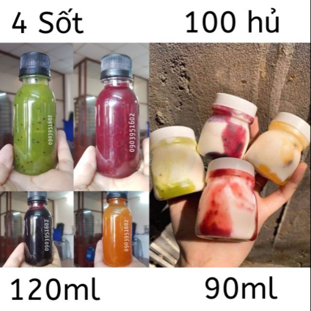 100 Hủ Nhựa 90ml Rỗng và 4 Chai sốt Berrino