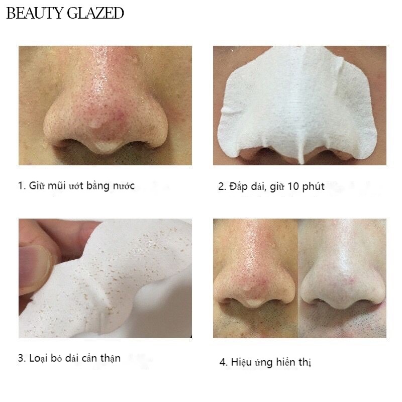 Beauty Glazed  Dưỡng da 1 miếng lột mụn đầu đen miếng dán lột mụn / màng mũi làm sạch sâu