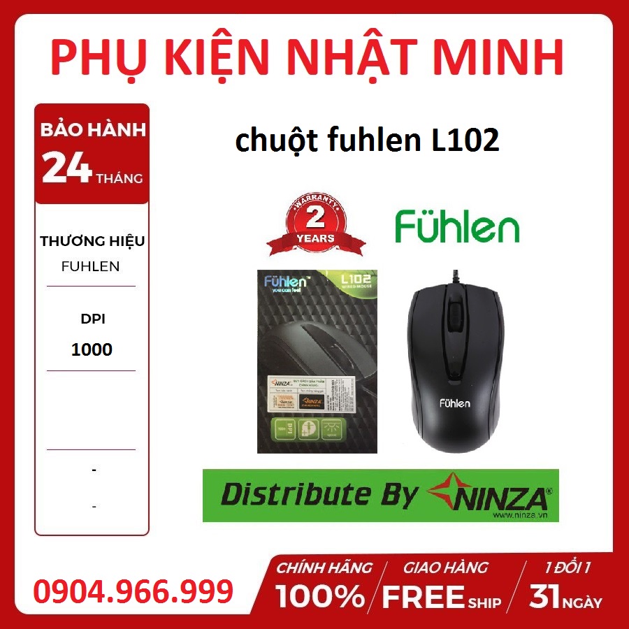 chuột fuhlen L102- chuột máy tính văn phòng giá rẻ có tem chống giả bảo hành 12 tháng