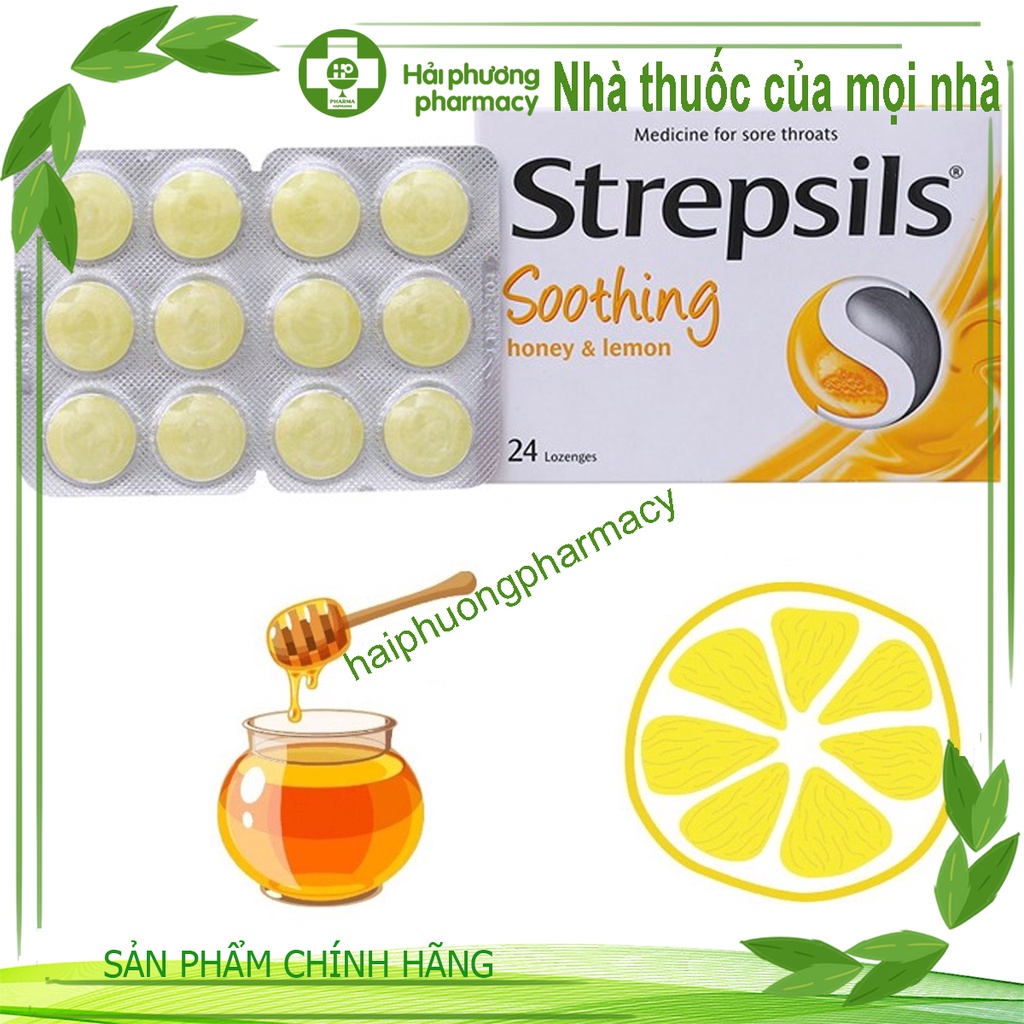 Viên ngậm Strepsils mật ong & chanh 24v