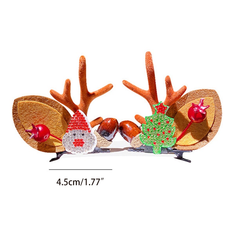 Set 2 Kẹp Tóc Hình Sừng Tuần Lộc Giáng Sinh Dễ Thương Cho Nữ