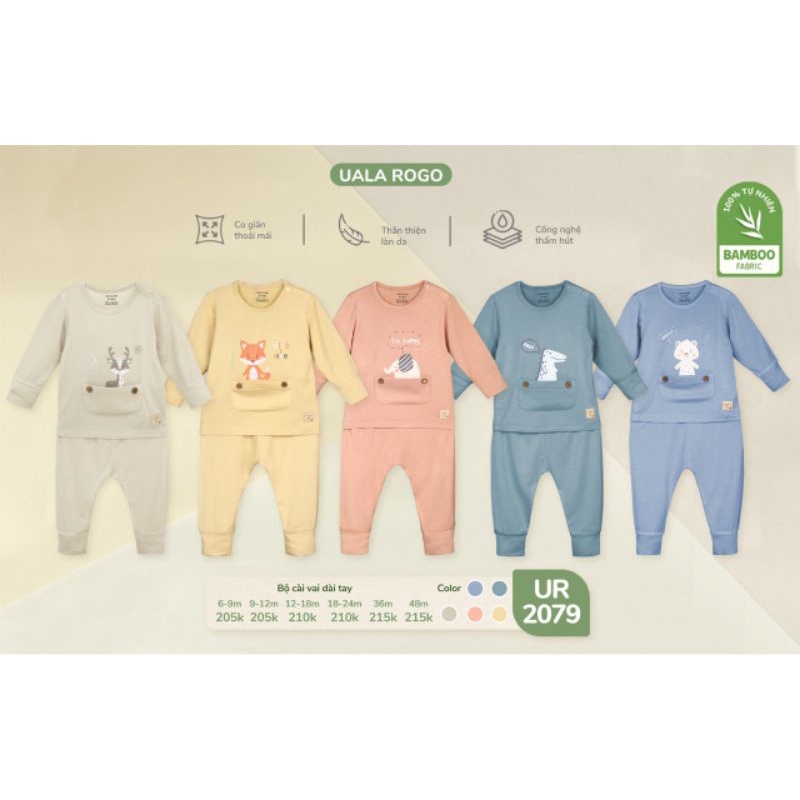 Bộ Cài Vai Bamboo Uala 2079 • 9-12M 12-18M 18-24M 36M 48M • Choding Home