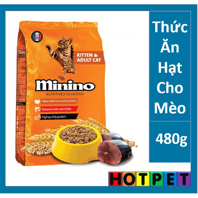 MININO 480g - Thức Ăn Dành Cho Mèo Con Và Mèo Lớn Vị Cá Ngừ