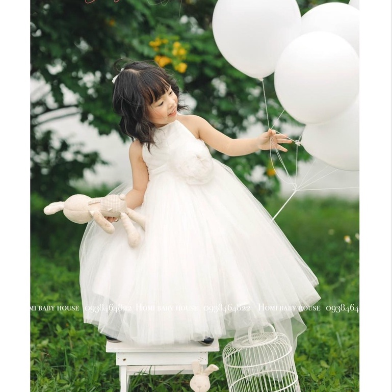 HOMI - Yếm hoa đá trắng cho bé gái đầm đi tiệc đi chơi HOMI BABY HOUSE