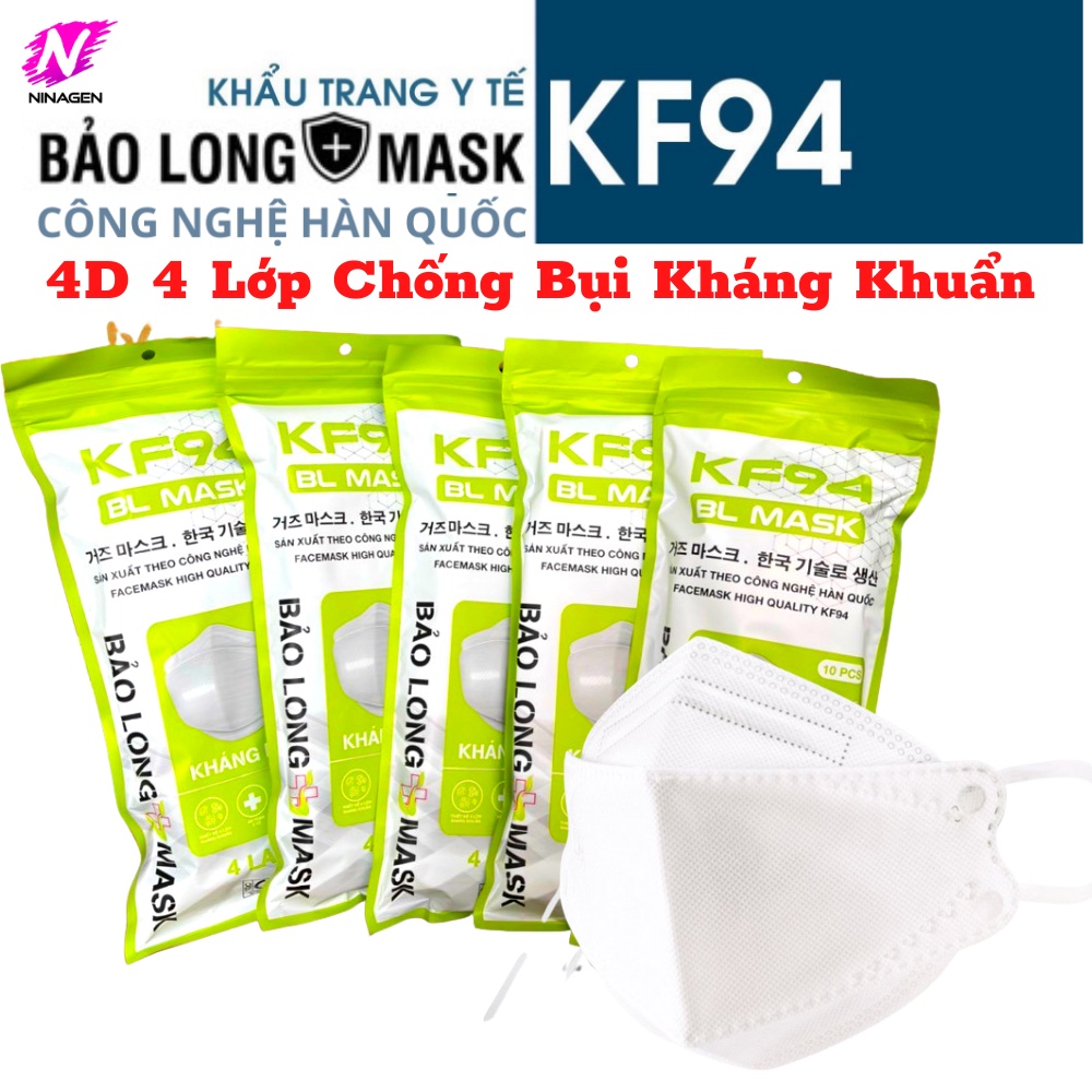 Khẩu trang cá kháng khuẩn 4D KF94 ôm sát mặt lọc bụi công nghệ Hàn Quốc 4 Lớp-khẩu trang 3D-NinaGen