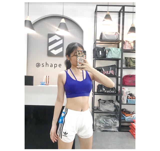 Quần short tập gym boxing A gió kẻ sọc cho nữ [S073]