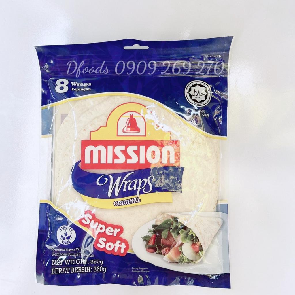 Vỏ bánh Roti Tortillas Wraps Mission gói 360g 8PCS