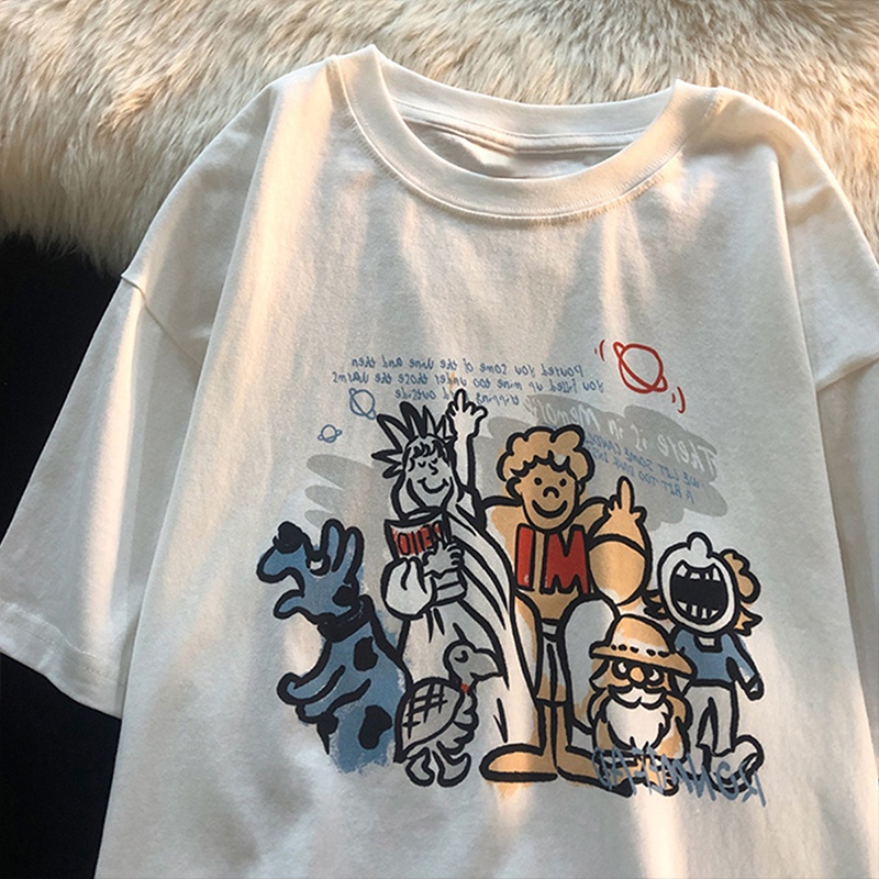 NRVP Áo thun cotton tay ngắn cổ tròn thời trang mùa hè phong cách Hàn Quốc cho nữ