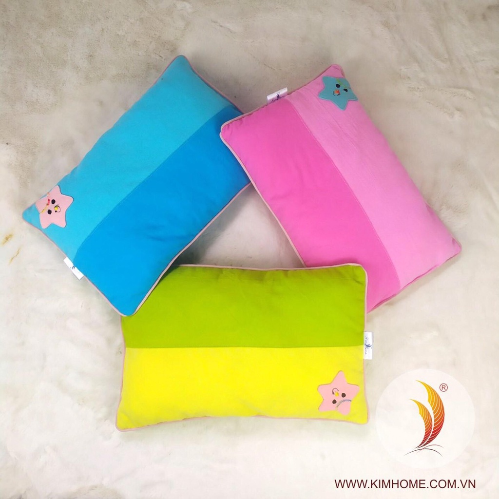 Gối Nằm Cho Bé 2 tuổi 3 tuổi đến 10 tuổi, gối trẻ em cotton 100% thấp êm nằm ngủ thoáng mát