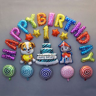 Trang Trí Sinh Nhật Set Bộ Bóng Chữ Happybirthday Hình Peppa Chó pitpull ngộ nghĩnh