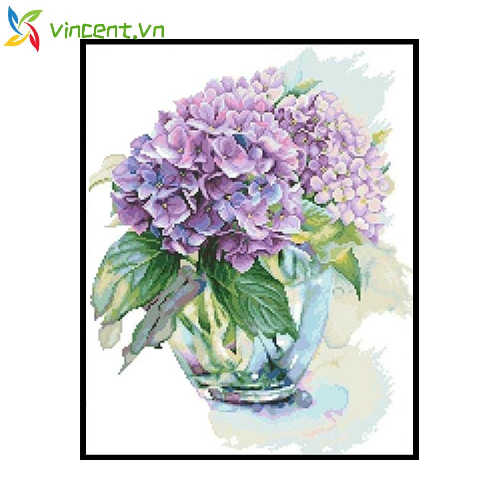 Bộ tranh thêu chữ thập 11CT hình hoa cẩm tú cầu