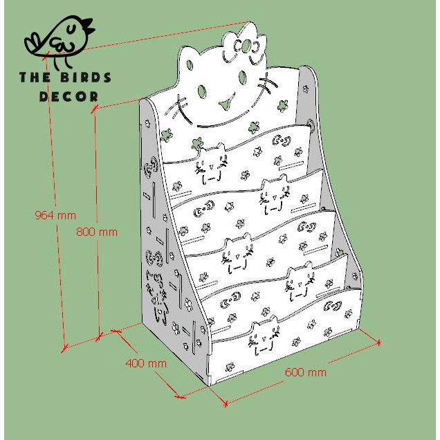 Kệ sách Kitty Ms:022 kích thước 96*60*40 cm dành riêng cho bé gái giá rẻ | BigBuy360 - bigbuy360.vn