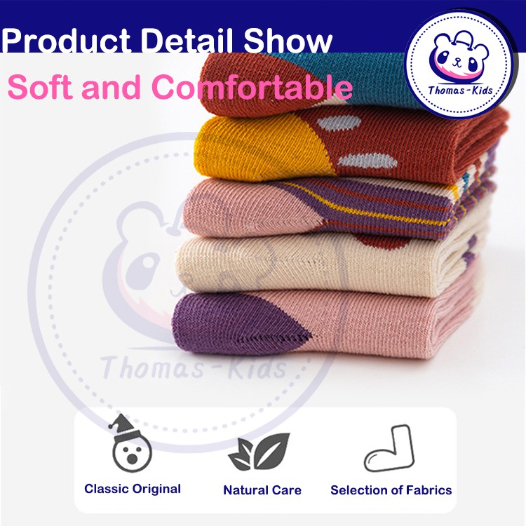 Set 5 Đôi Vớ Cotton Thoải Mái Họa Tiết Hoa Dễ Thương Cho Bé Gái 1-12 Tuổi