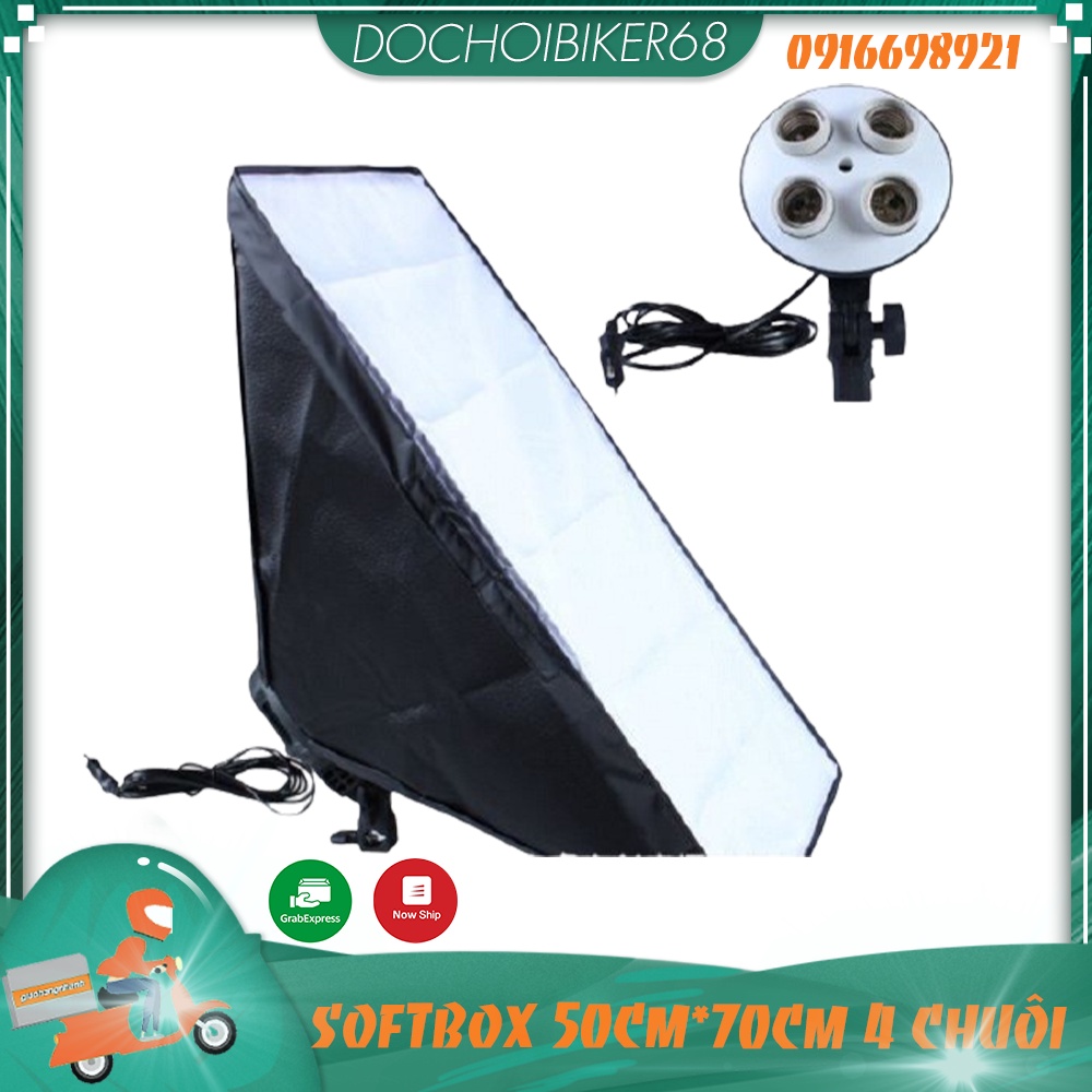 Softbox 50cm * 70cm 4 chuôi đèn HỖ TRỢ livestream chụp hình studio