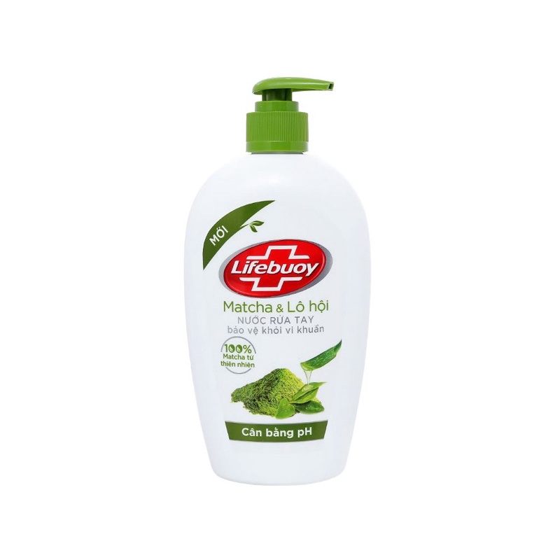 NƯỚC RỬA TAY LIFEBUOY MATCHA LÔ HỘI/ THAN HOẠT TÍNH BẠC HÀ 500G