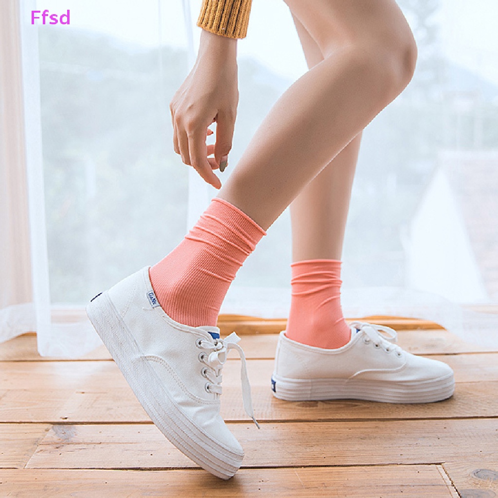 {Ffsd} Women Girls Summer Thin Loose Socks Velvet Soft Breathable Long Socks Solid Color Black White Khaki Beige High Socks *Hot Sale