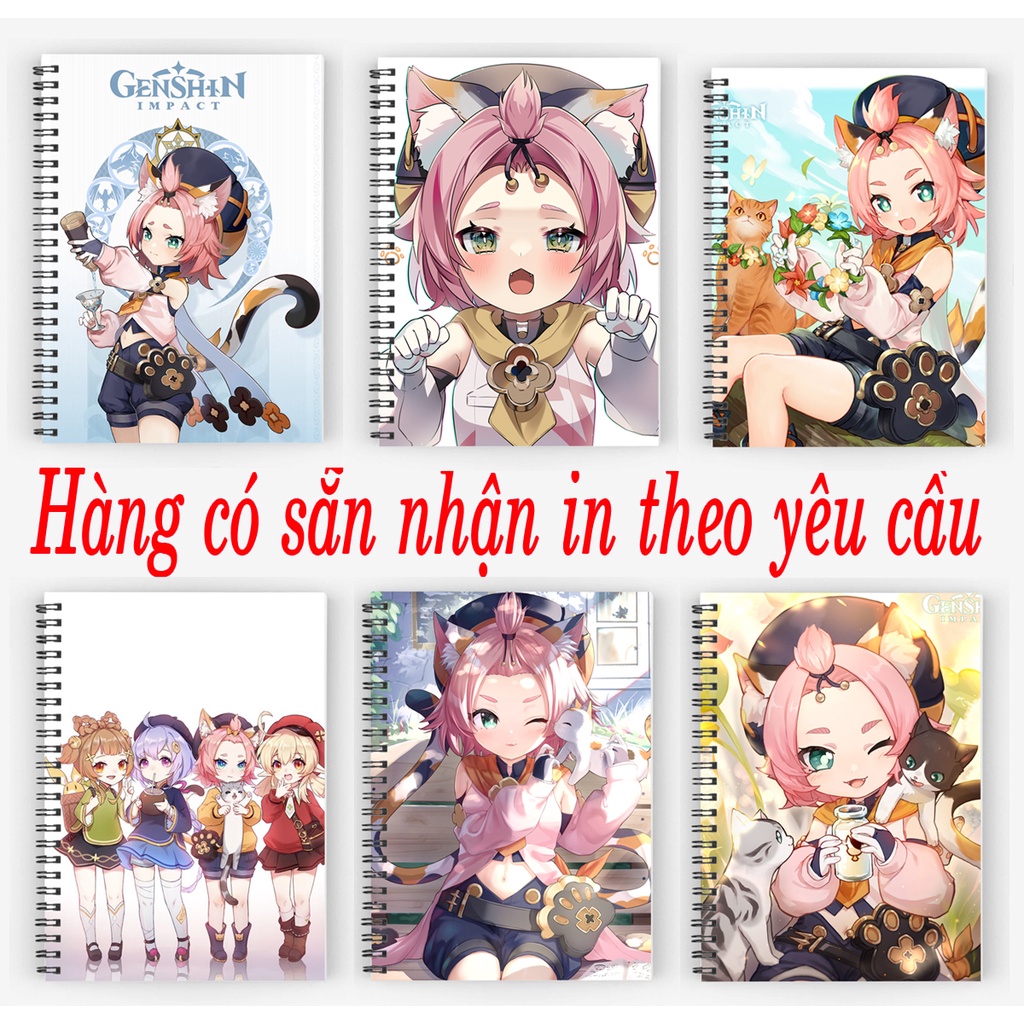 sổ tay Diona Genshin Impact dạng gáy xoắn 200 trang