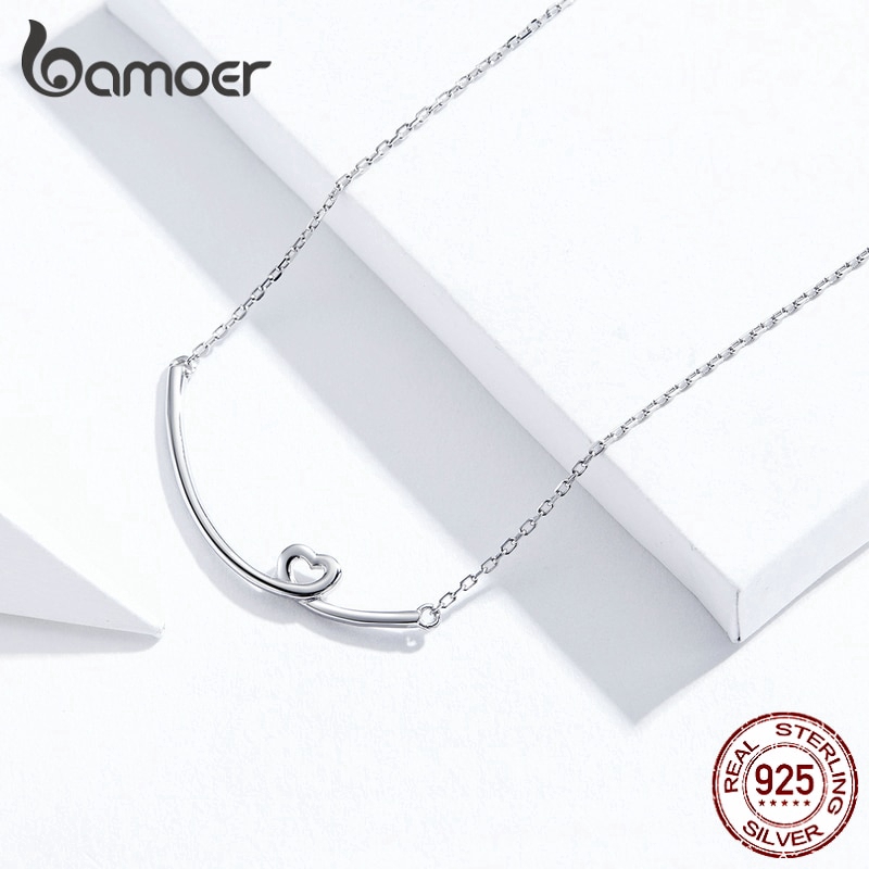 BAMOER Vòng cổ Bạc 925 Mặt Hình Trái Tim Thời Trang Cho Nữ Sn381
