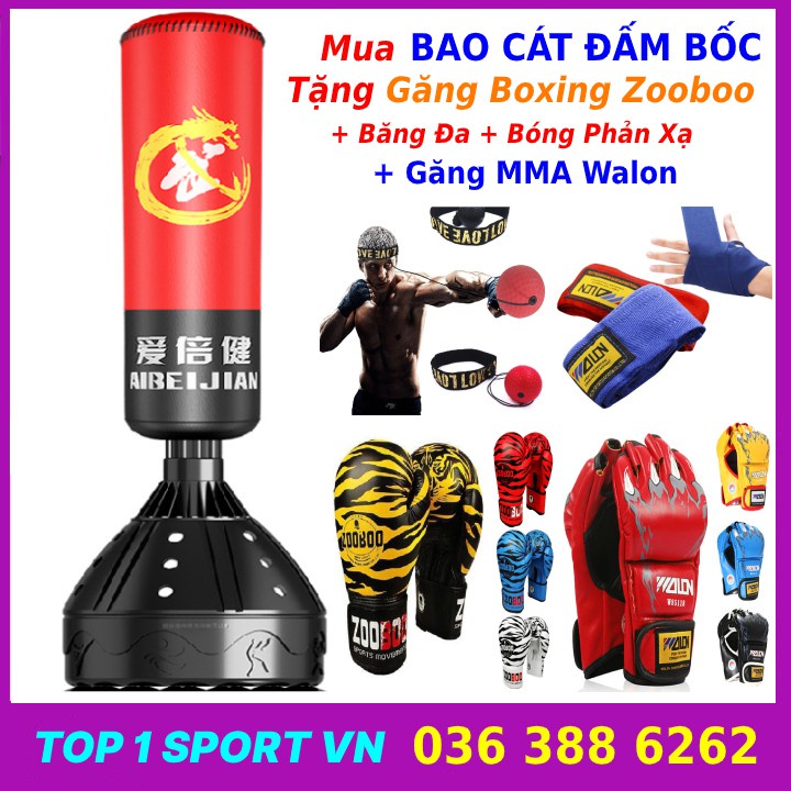 Bao cát đấm bốc lật đật tự đứng Elipsport ABJ chính hãng bảo hành 12 tháng tặng bóng bàn phản xạ thế hệ 4.0 loại cao cấp