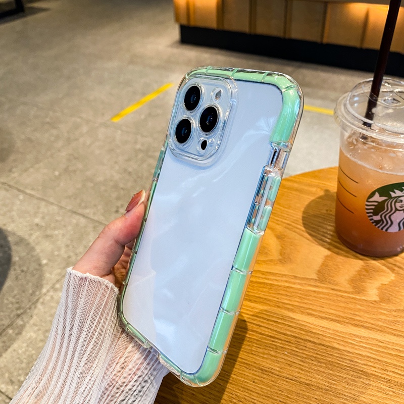Ốp Điện Thoại Trong Suốt Dày Dặn Màu Kẹo Chống Sốc Cho iPhone 11 12 13 Pro Max
