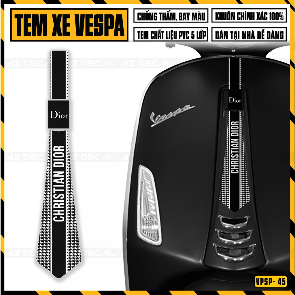 Tem Vespa Sprint / Primavera Thiết Kế Cà Vạt Thương Hiệu Thời Trang | VPSP45 | Decal Hình Dán Xe Máy Vespa Dễ Dán