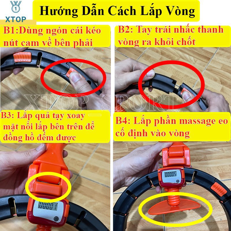 Vòng lắc eo thông minh 360 tự đếm 2022, đốt mỡ siêu nhanh hiệu quả, Bàn xoay eo XTOP Lv06