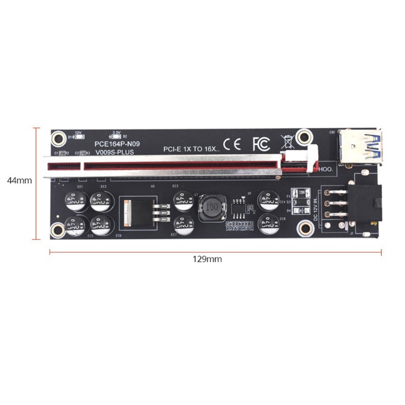 btsg VER009S Plus PCI-E Riser Card 8 Capacitors PCI Express 1X 16X USB 3.0 Cable SATA to 6Pin Connector Power Cable