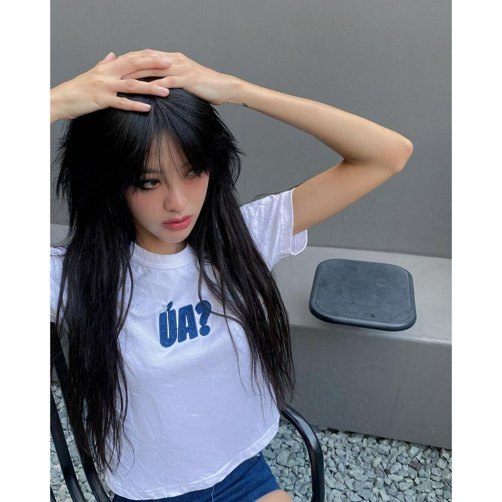 Áo Thun Unisex LIDER Phát Ra Tiếng Ủa Thêu Denim Chất Cotton 2 Chiều, 3 màu - Hot Pink/ White/ Black